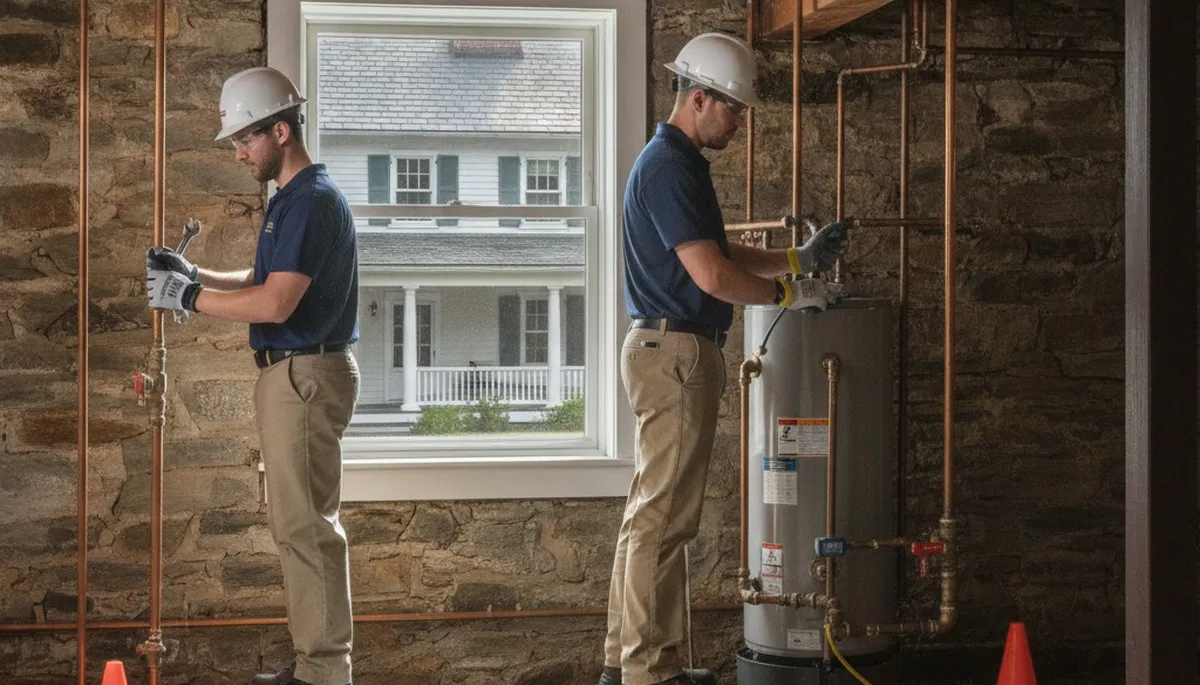 Plumber repairing a pipe in Worcester, MA for plumbing repair service
