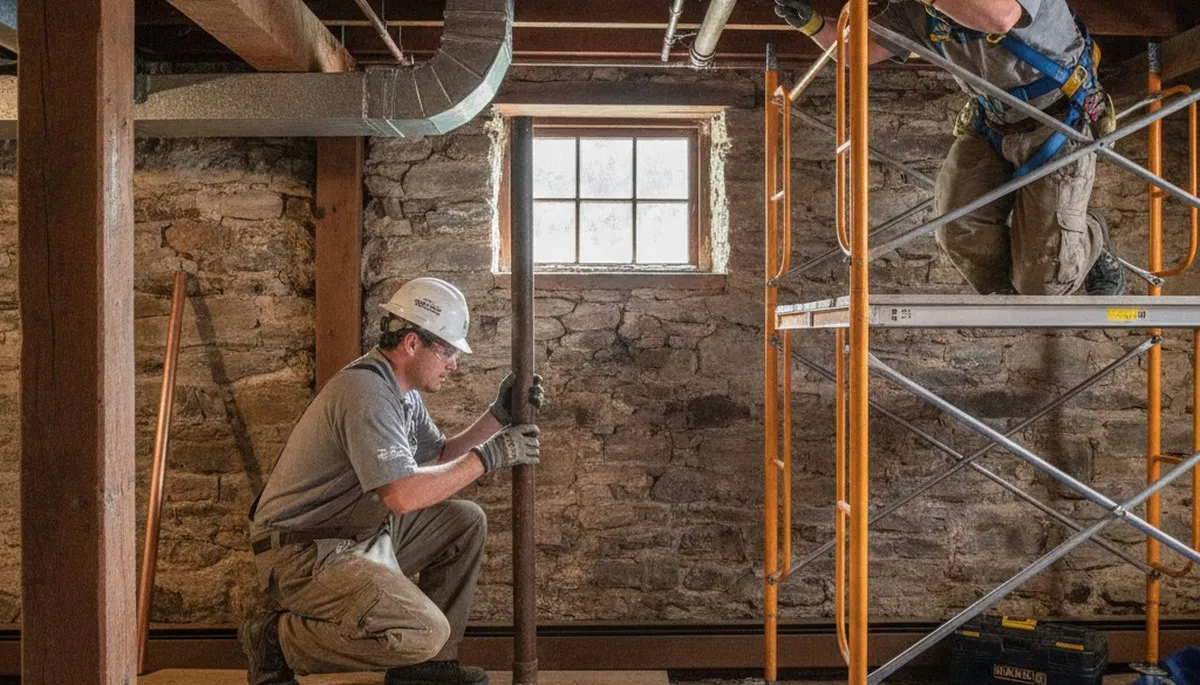 Plumber repairing a pipe in Worcester, MA for local plumbing service