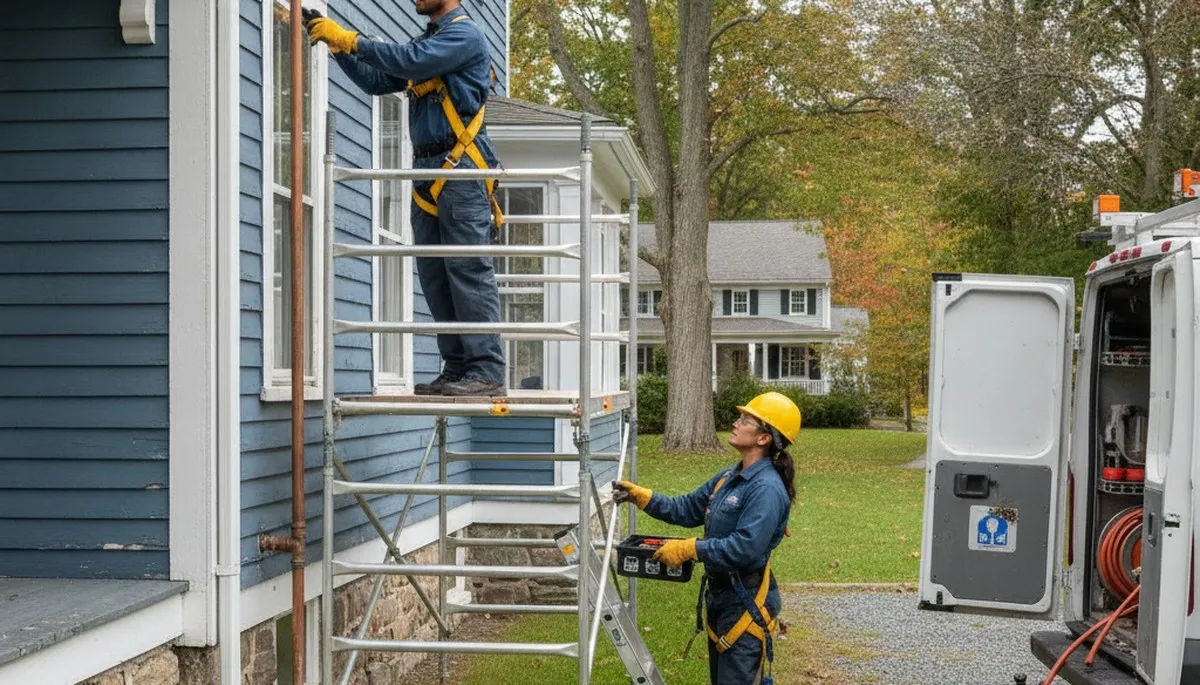 Plumber repairing pipe in Worcester, MA for fast residential plumbing service