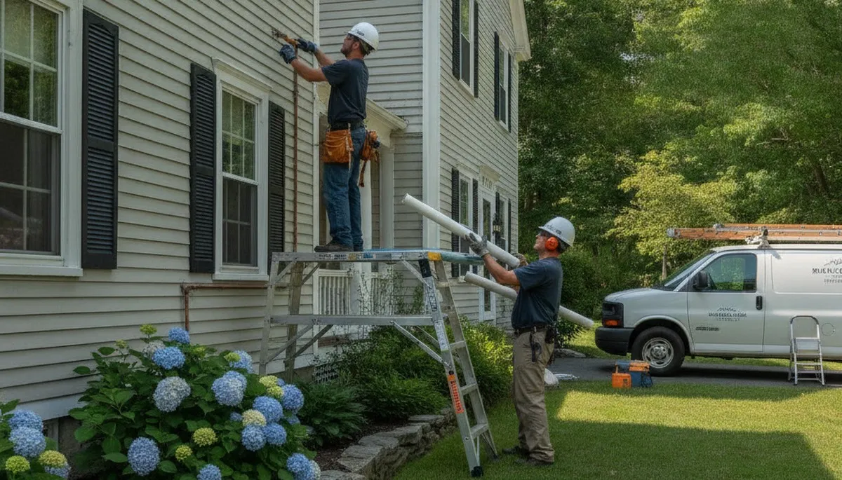Worcester, MA plumber repairing a pipe for a plumbing service call