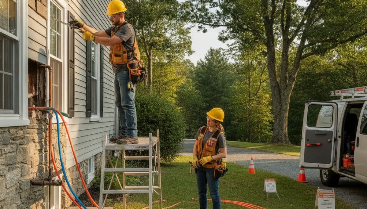 Worcester, MA plumber repairing a pipe in a residential plumbing service call