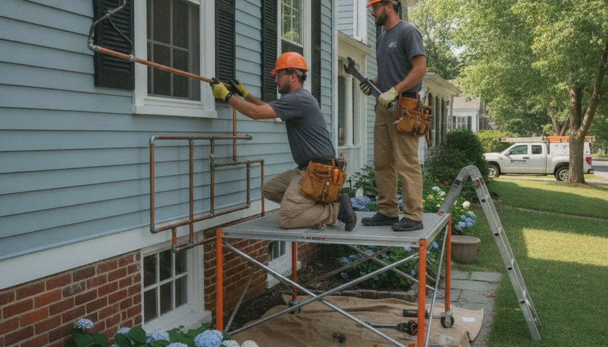 Professional Worcester, MA plumber repairing residential plumbing system for local service call