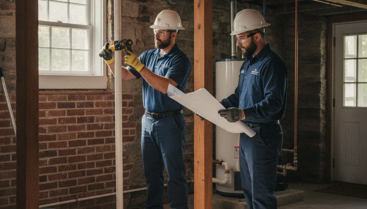 Plumber repairing a pipe in Worcester, MA for fast residential plumbing service