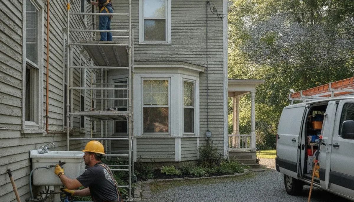 Plumber repairing a pipe in Worcester, MA for fast residential plumbing service