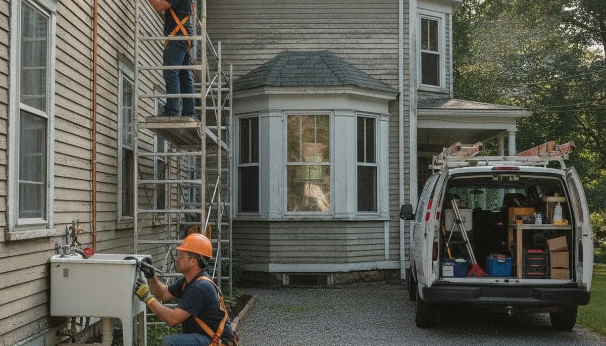Plumber repairing a pipe in Worcester, MA for a plumbing repair service