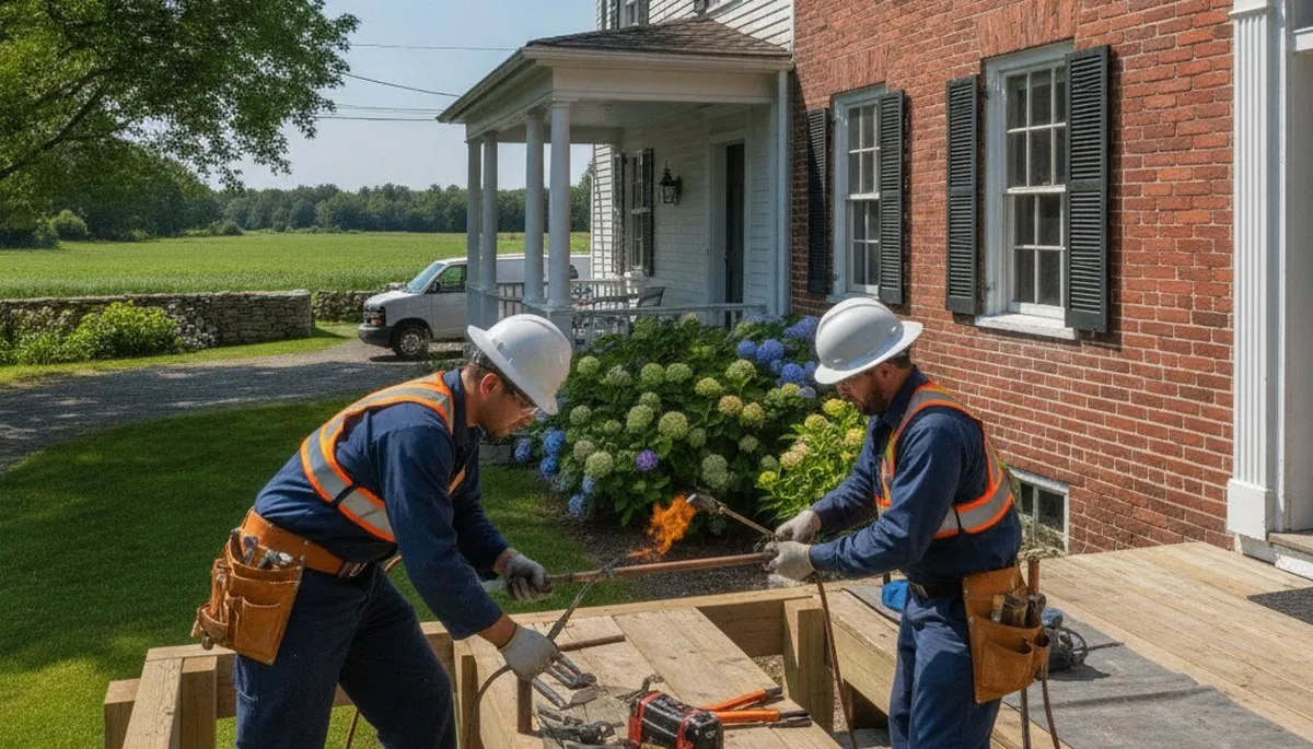 Plumber repairing a pipe in Worcester, MA for local plumbing repair service