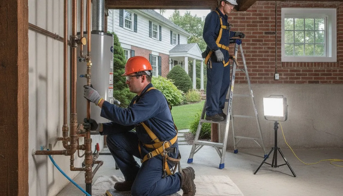 Worcester, MA plumbing repair technician fixing a residential pipe leak for Plumbers in Worcester MA